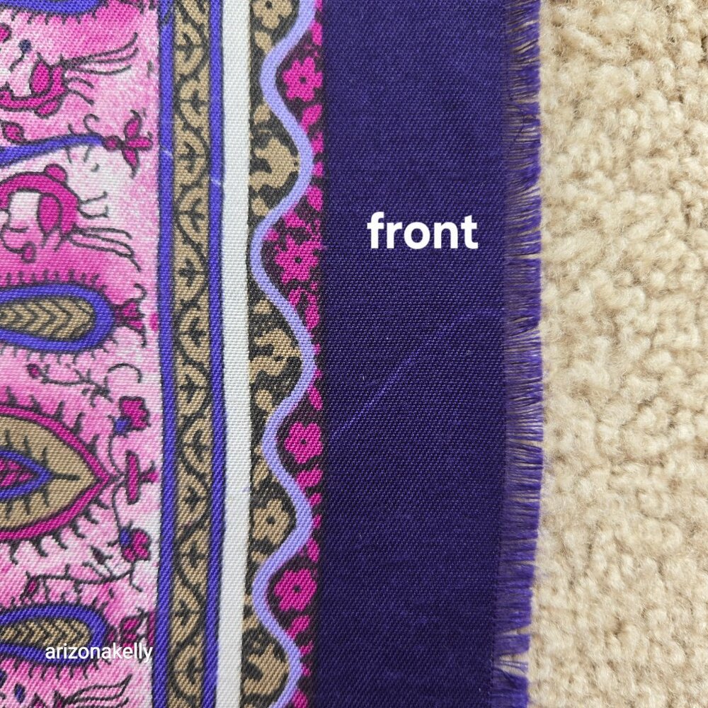 Wool Scarf Lightweight Pink Purple Floral - Picture 11 of 13